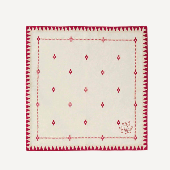 Redwork Napkins in Red- Set of Six