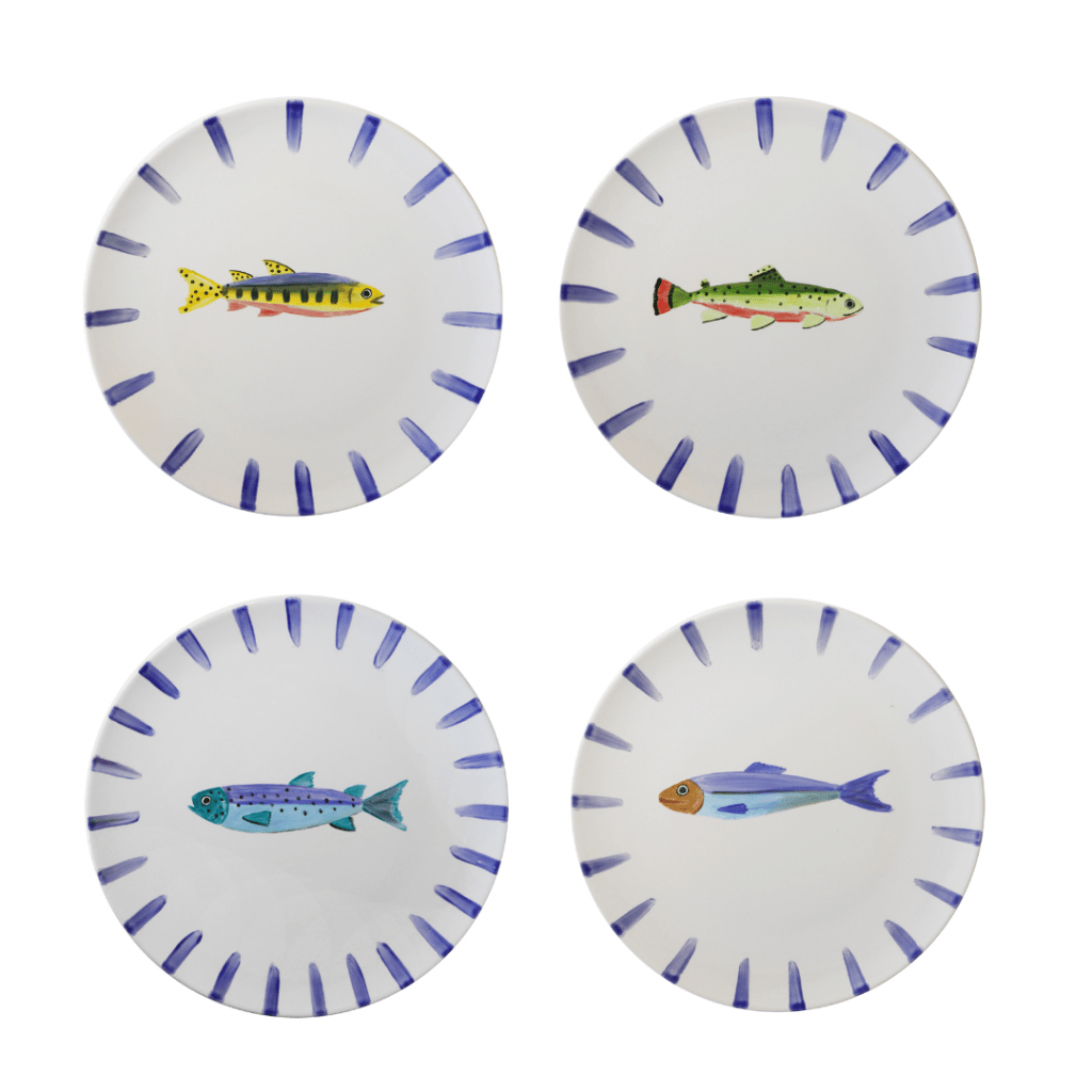 Handpainted Fish Plate Bundle 1, Set of 4