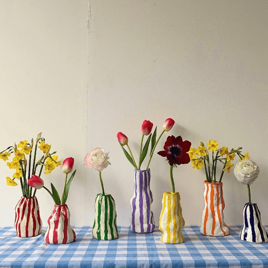 Ivory Beige Candy Stripe Vase