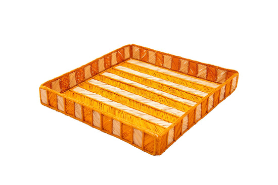 Rayas Large Square Tray | Mustard & Natural