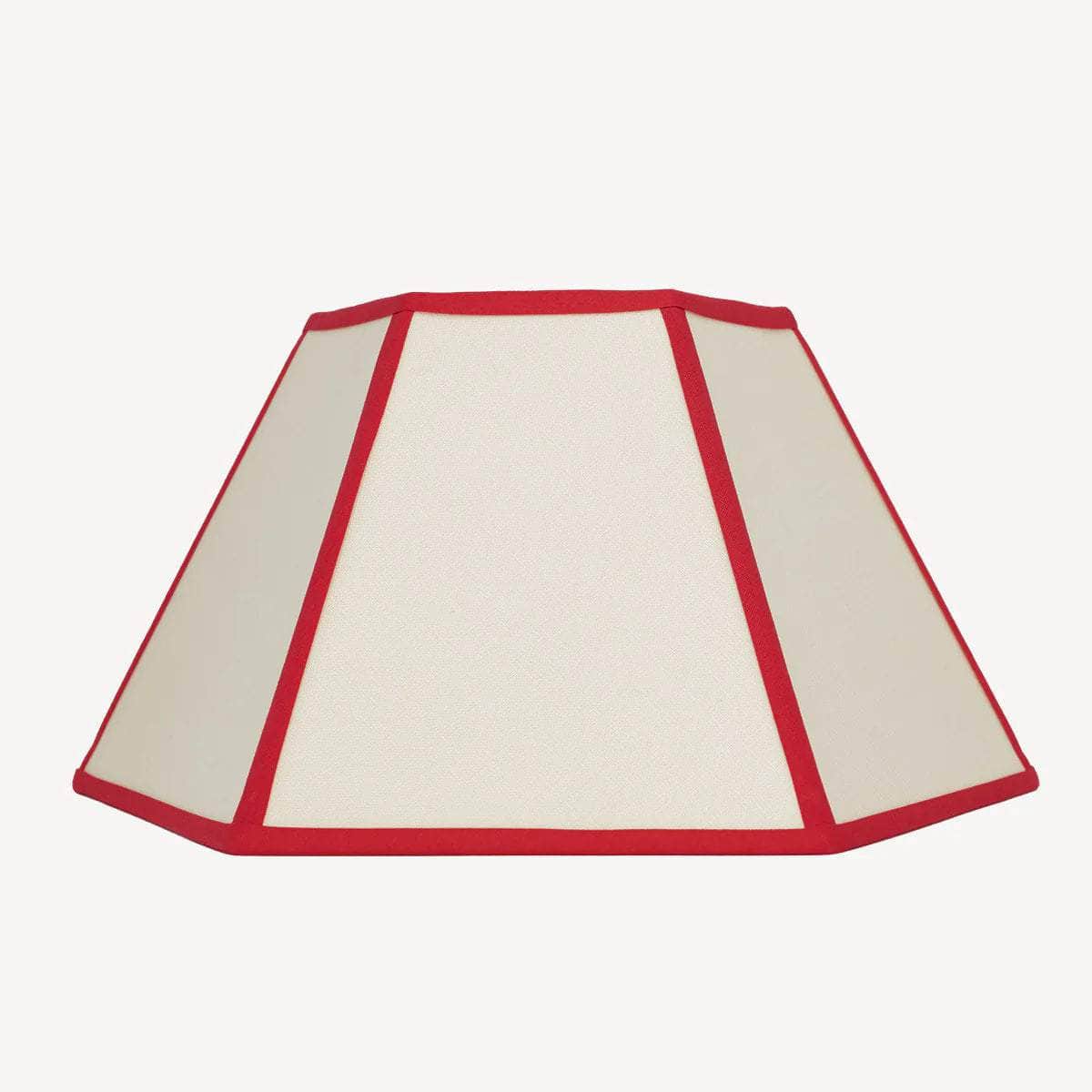 Hexagon Linen Lampshade, Red Trim - Medium