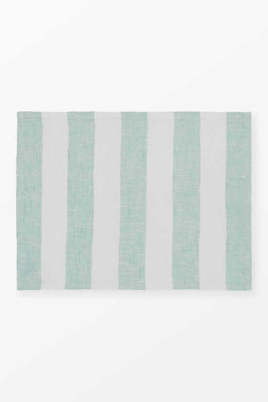 Striped Linen Placemat Turquoise