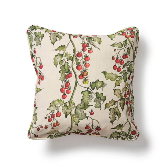 Square Tomato Vine Cushion with Piping