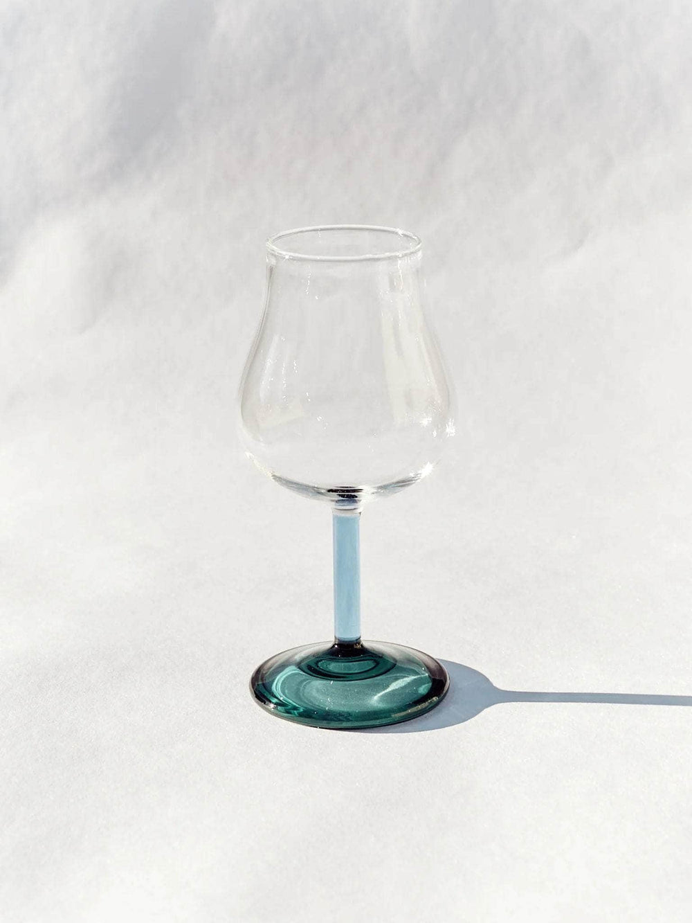 Hand Blown Tall Wine Glass in Blue/Teal