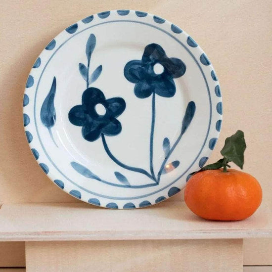Blue flowers Hand Painted Ceramic Dessert Plate