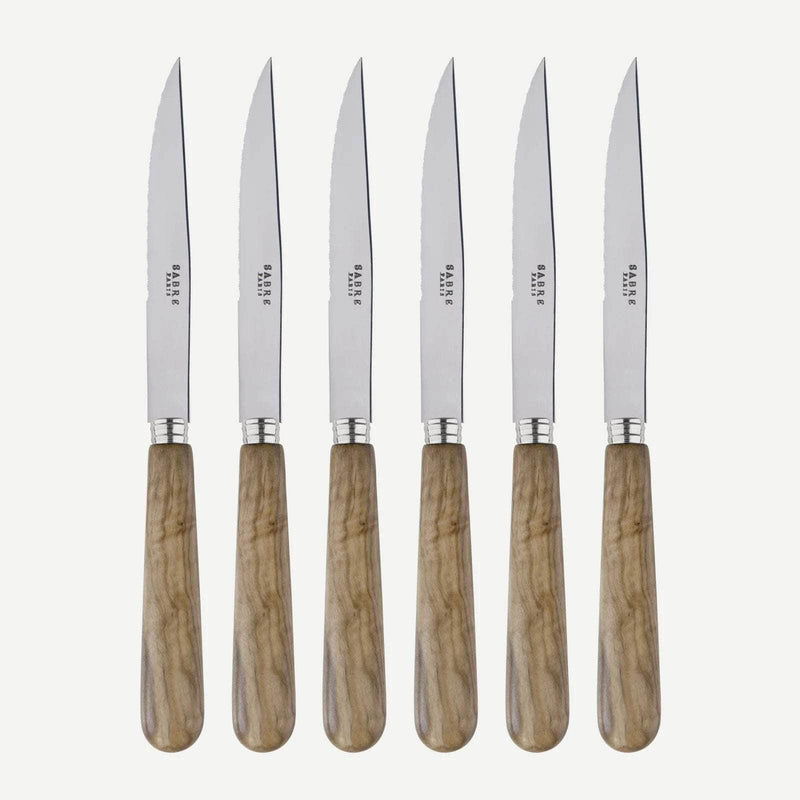 Lavandou 6 pc Steak Knife Set | Olive Wood