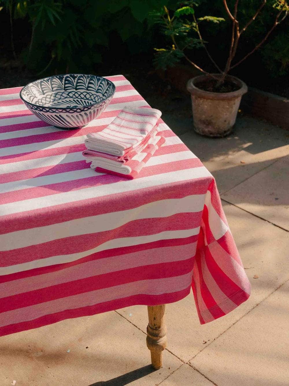 Punch Pink Stripe Tablecloth
