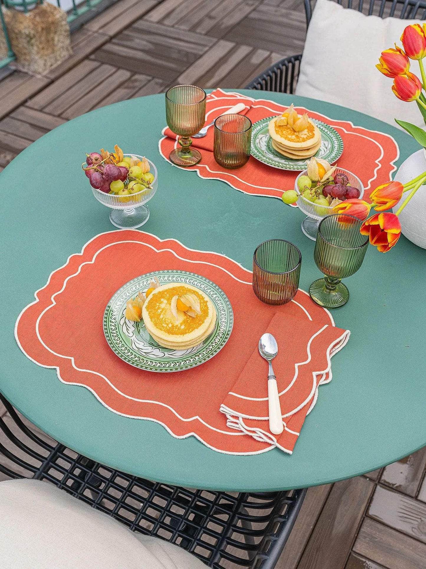 Clou Napkin, Terracota with Ivory