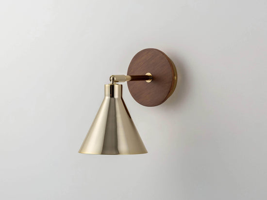 Brass cone wall light