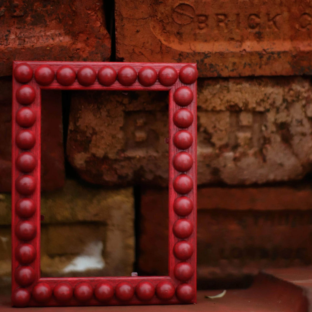 Brick Red Stained Bobbin Frame