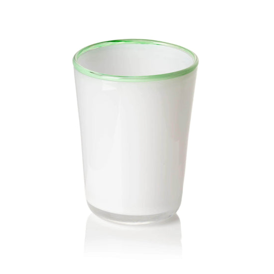 Thyme Hand Blown Water Glass in White/Green