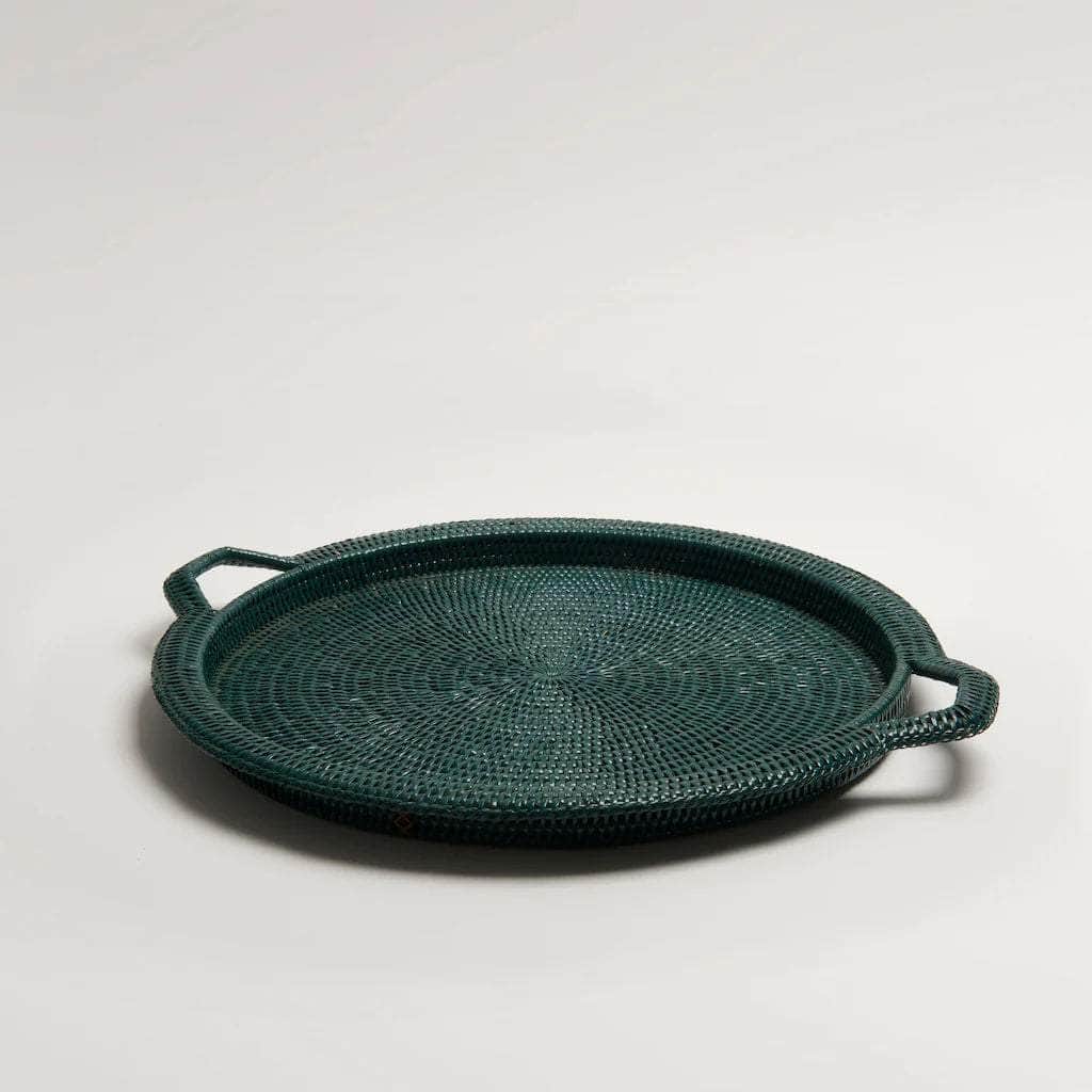 Inle Rattan Tray | Dark Green