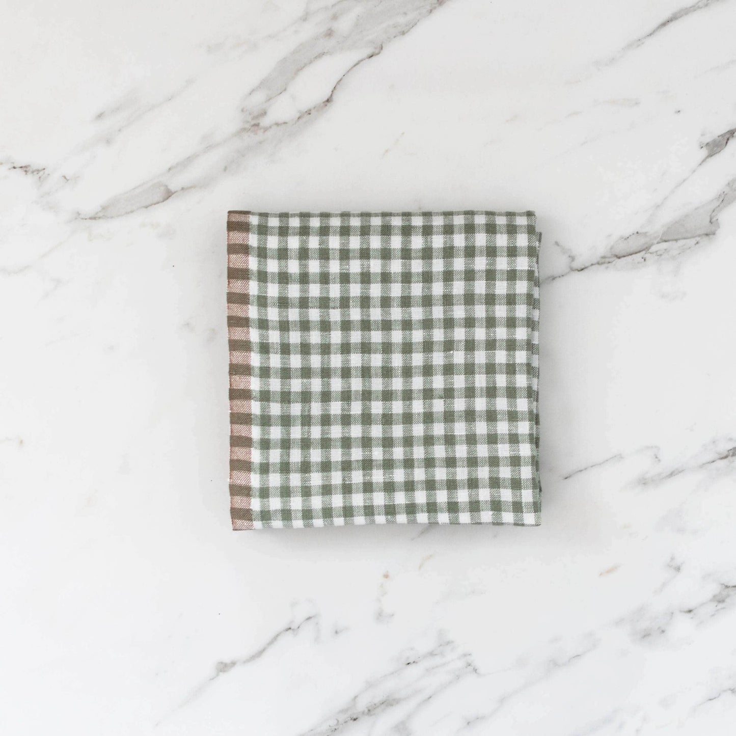 Green Gingham Linen Kitchen Towels - Set of 2
