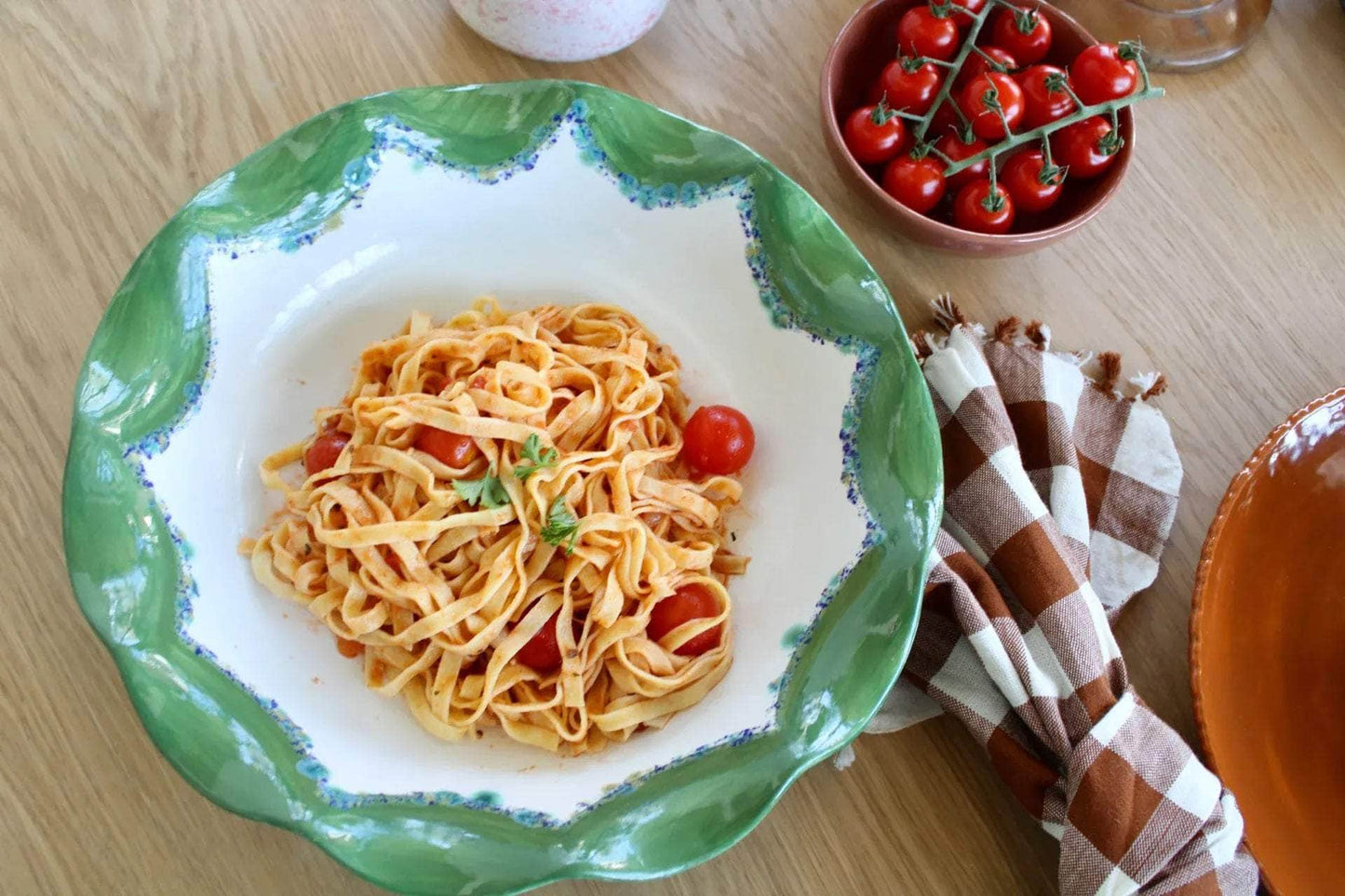 Hand-painted "this kitchen is for dancing" Scalloped Pasta Bowl