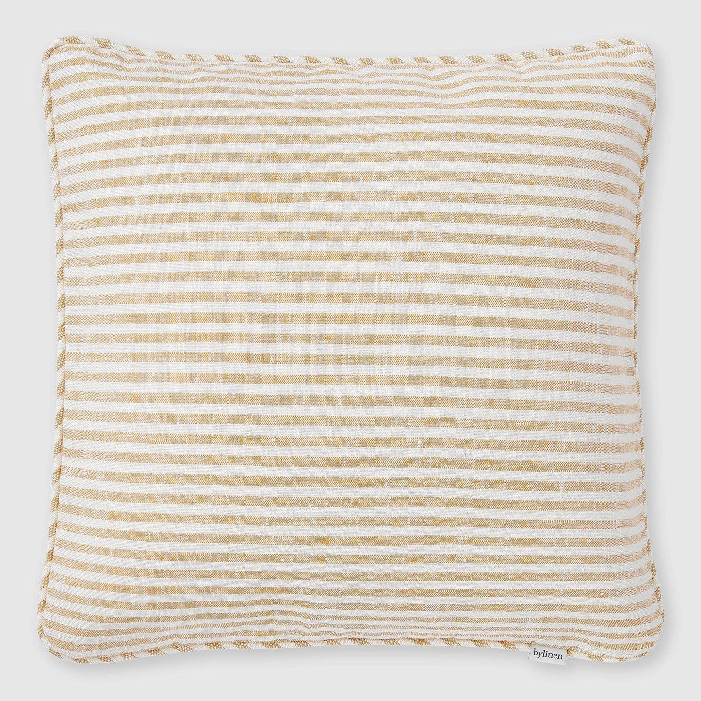 Yellow + White Striped Linen Cushion