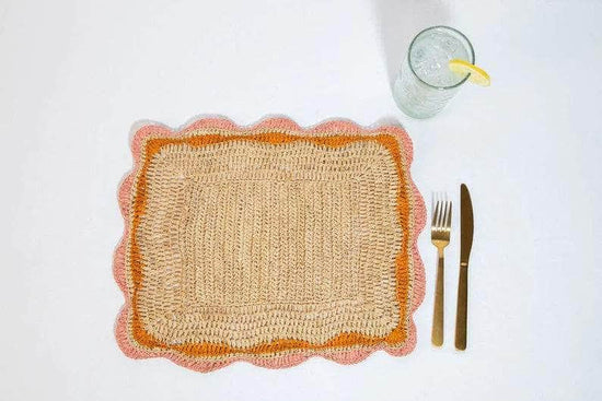 Garden Party Placemat with Pink and Orange Edges
