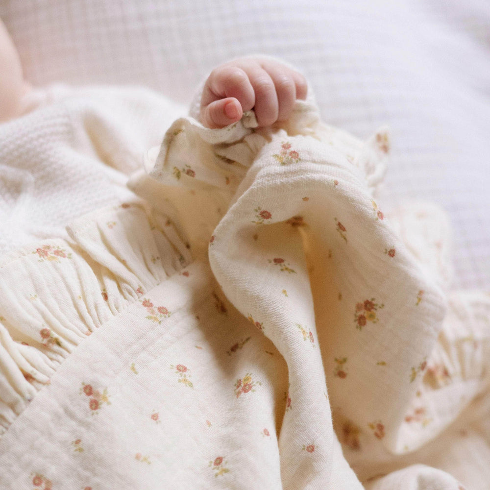 Baby Blanket - Beige & Flowers