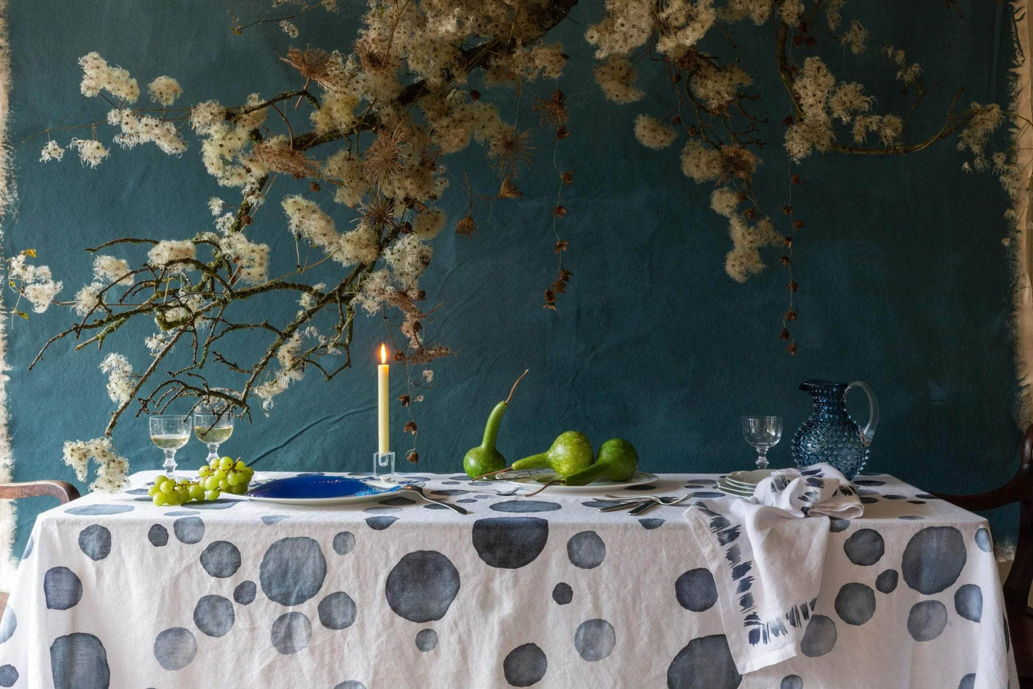 Blue Dots Tablecloth