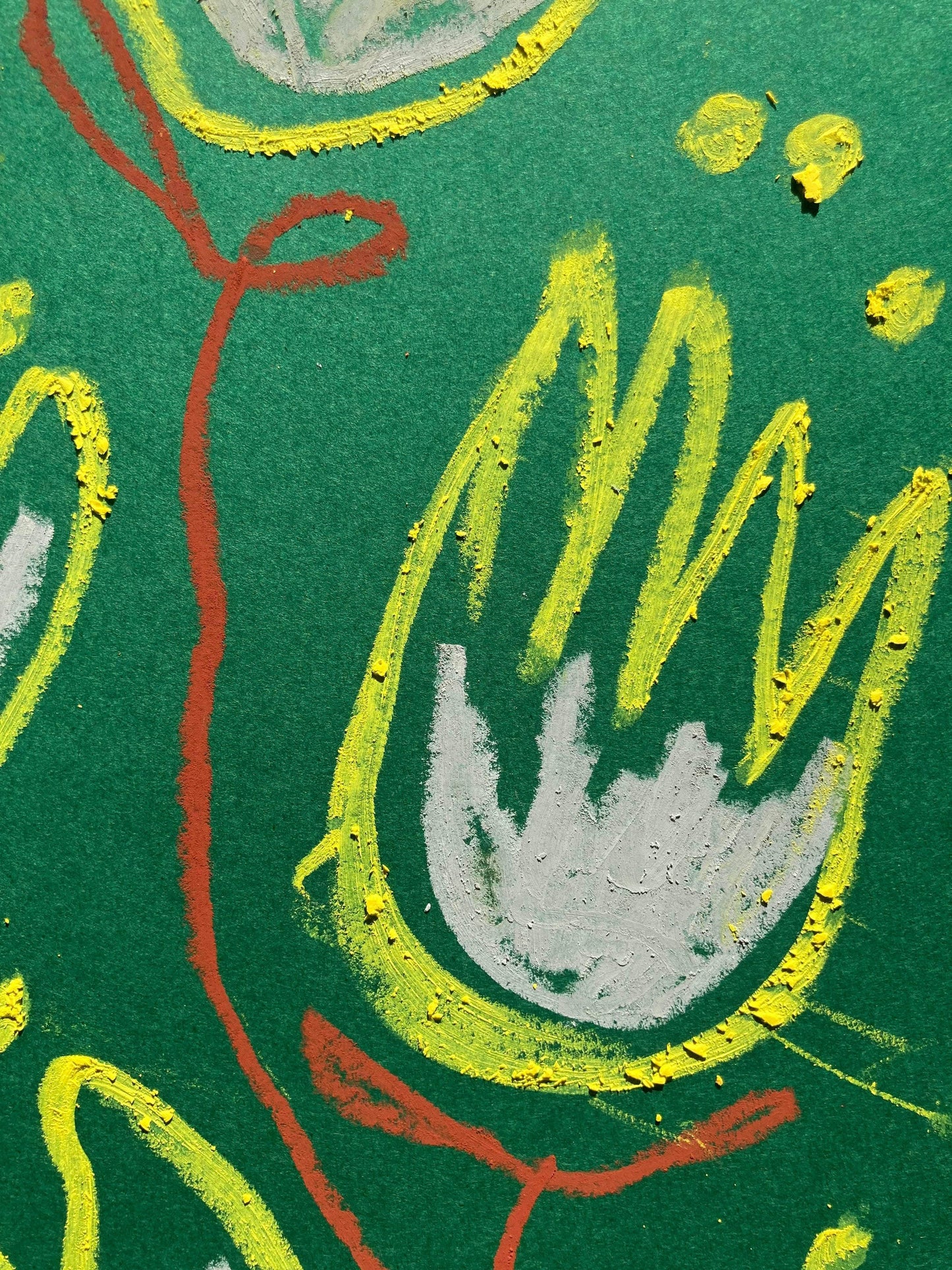 Yellow & White Flowers On A Green Background | Original Painting A3