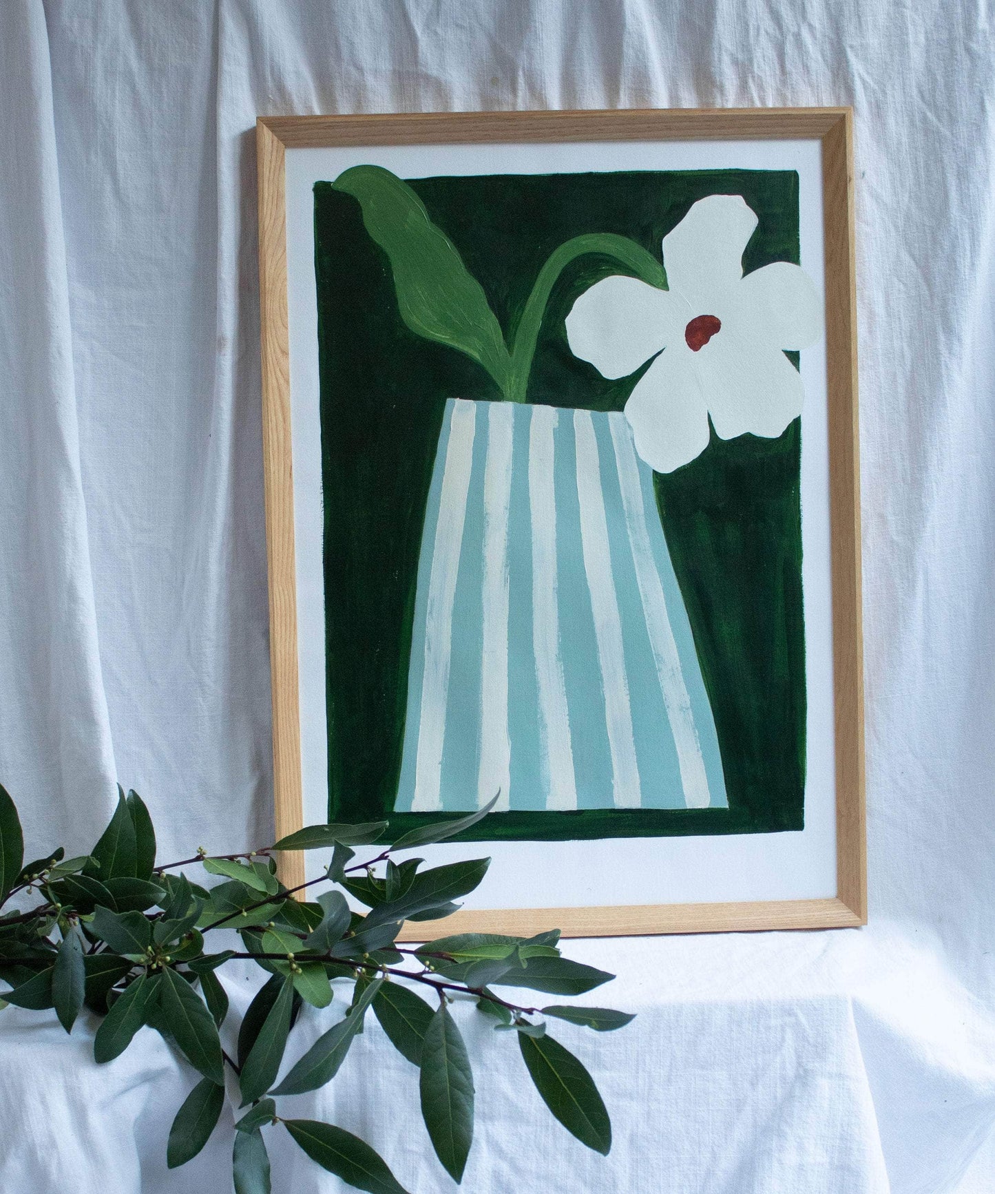 Green and mint vase- Original painting
