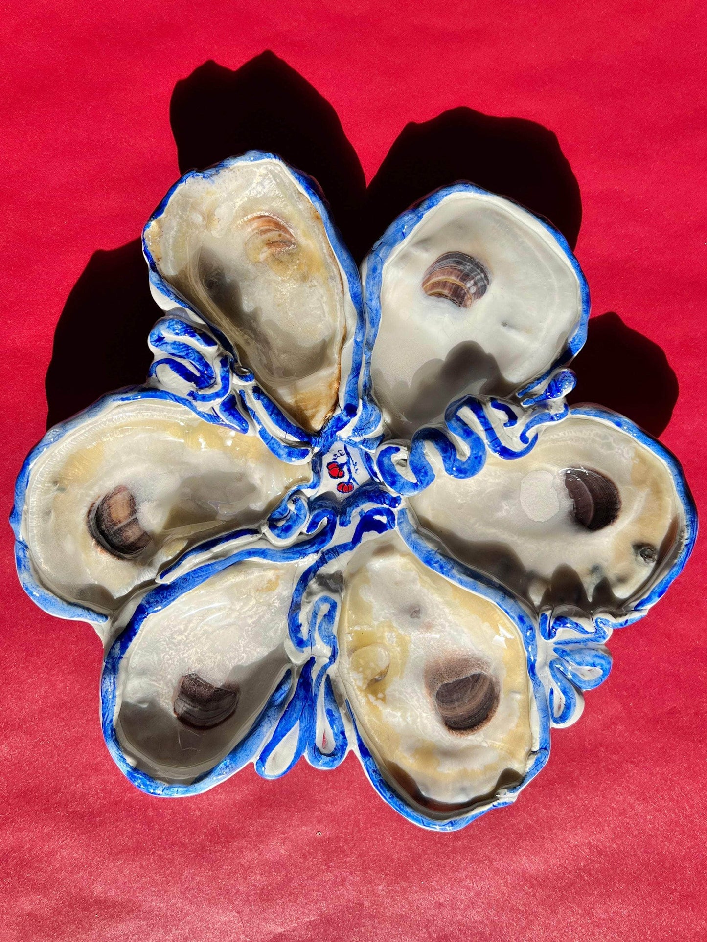 Oyster Serving Dish with a Tomato Vine