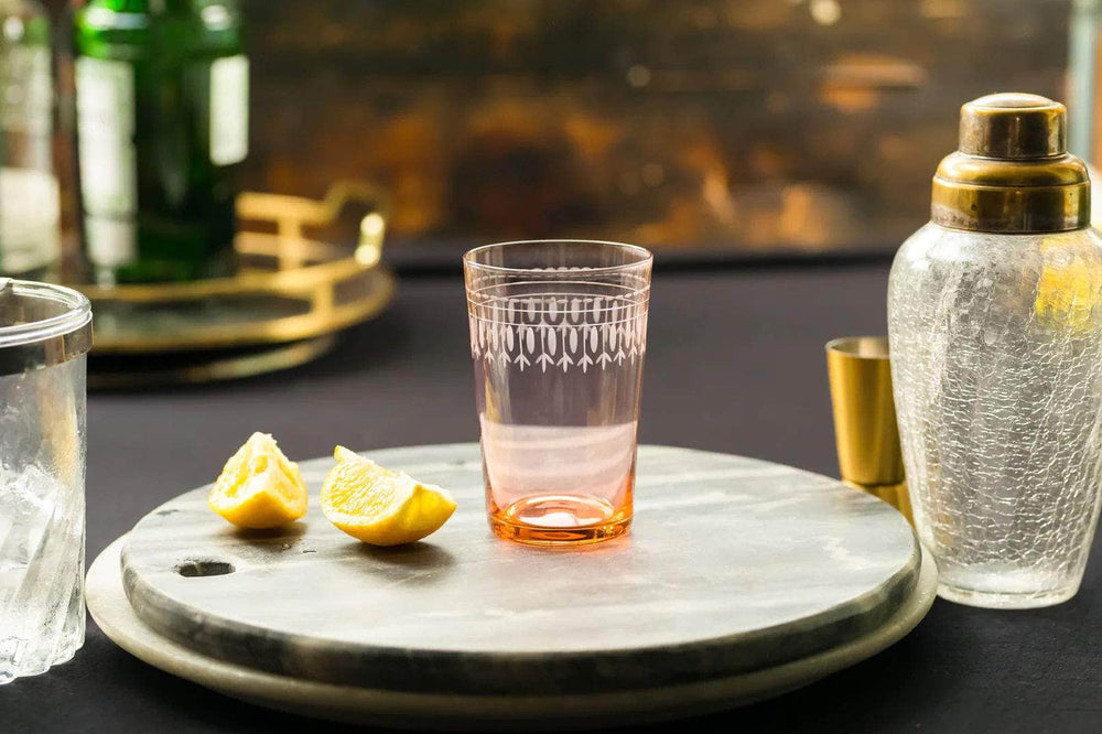 Rose Crystal Tumblers with ovals design