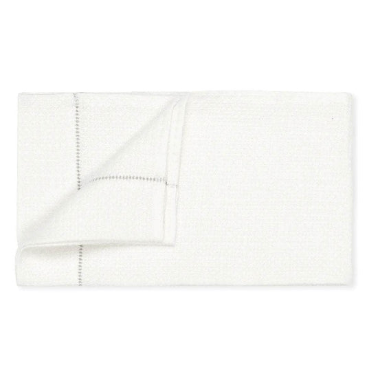 Liège Hand Towel in Ivory White Waffle with Parma Grey Hemstitch