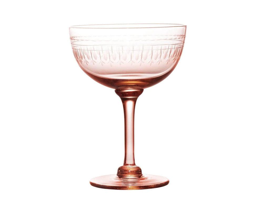 Rose Crystal Champagne Saucers with ovals design