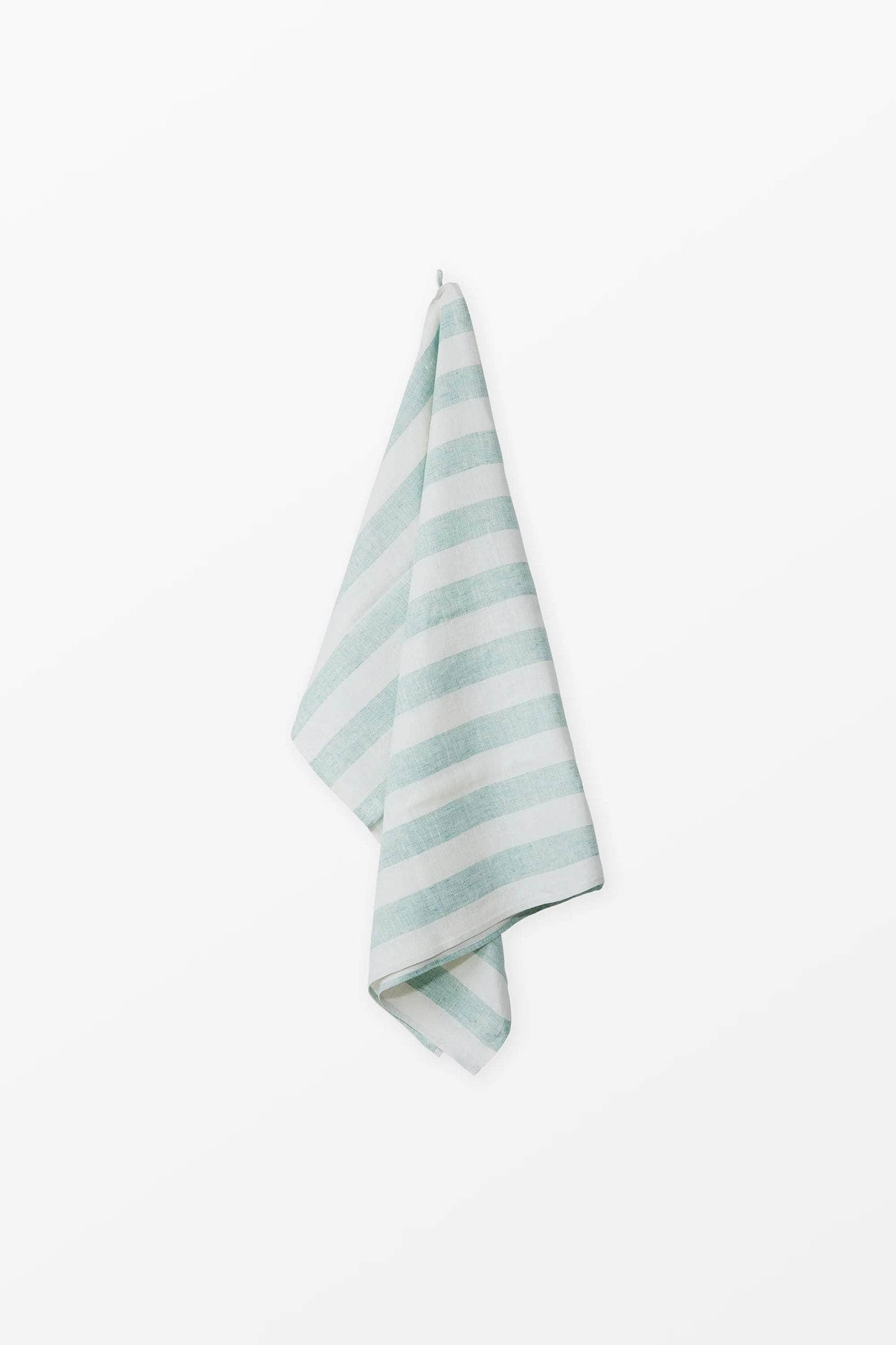Turquoise + White Linen Bath Towel