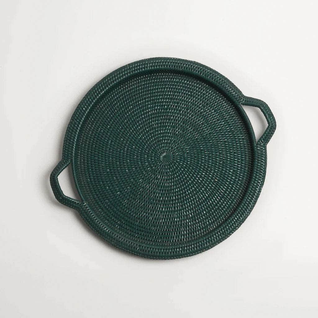 Inle Rattan Tray | Dark Green