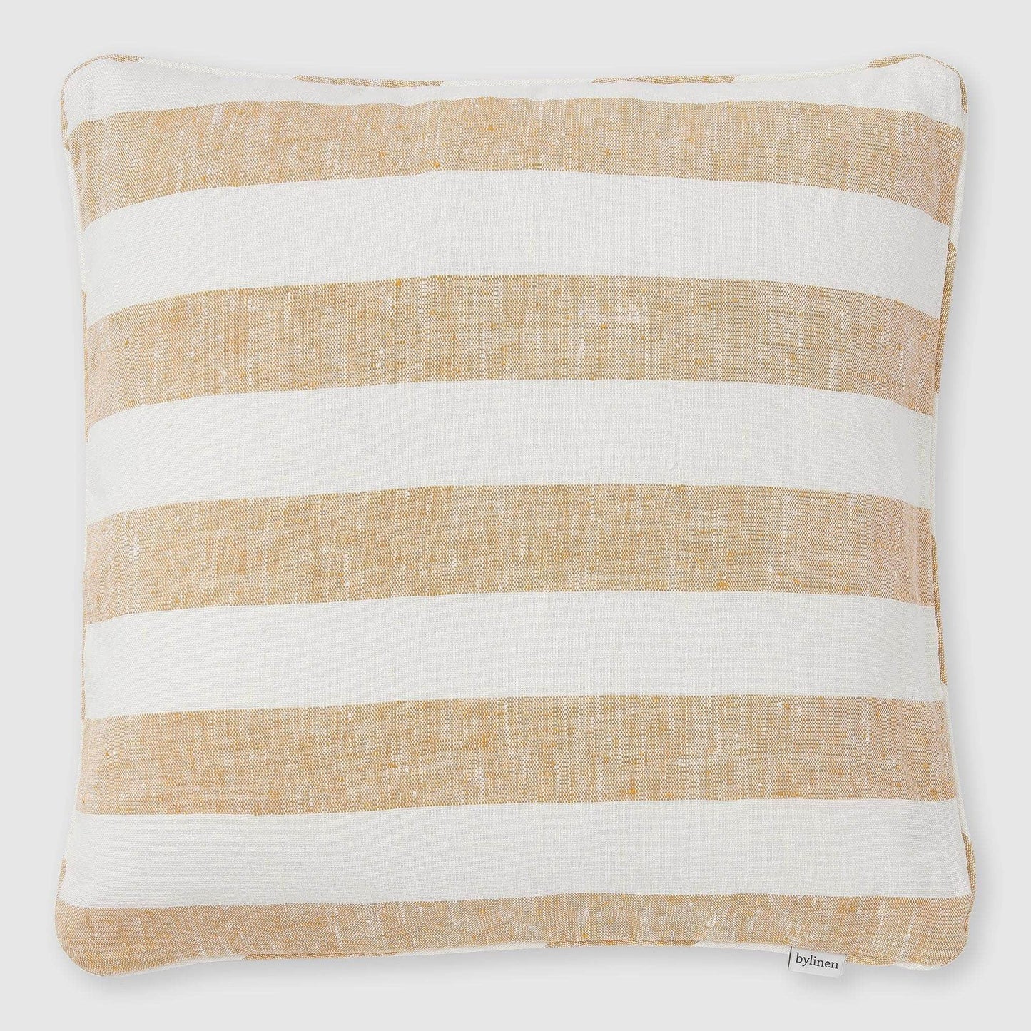 Yellow + White Striped Linen Cushion