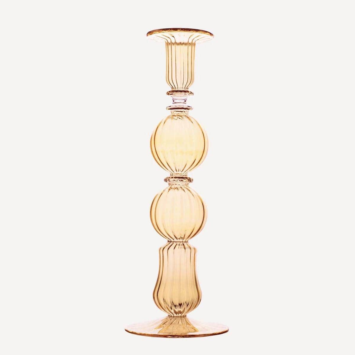Ombo Glass Candlestick - Amber
