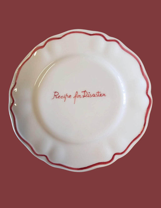 Ceramic "Recipe for Disaster" Scalloped Plate | Set of 6
