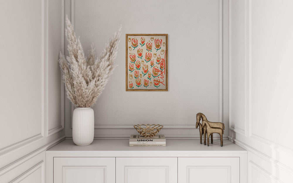 Multi Floral Orange & Taupe | Original Painting A3