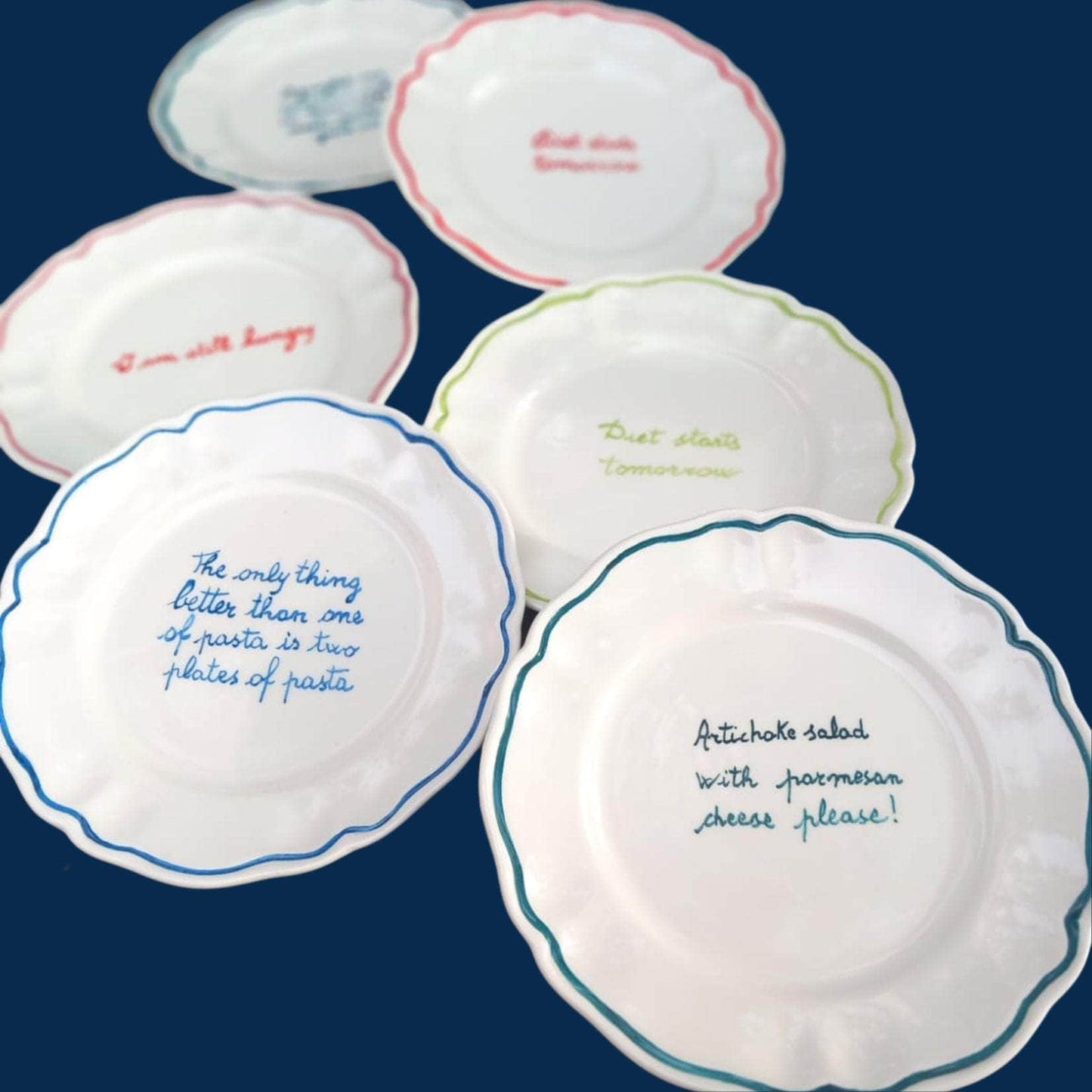 Ceramic "Recipe for Disaster" Scalloped Plate | Set of 6