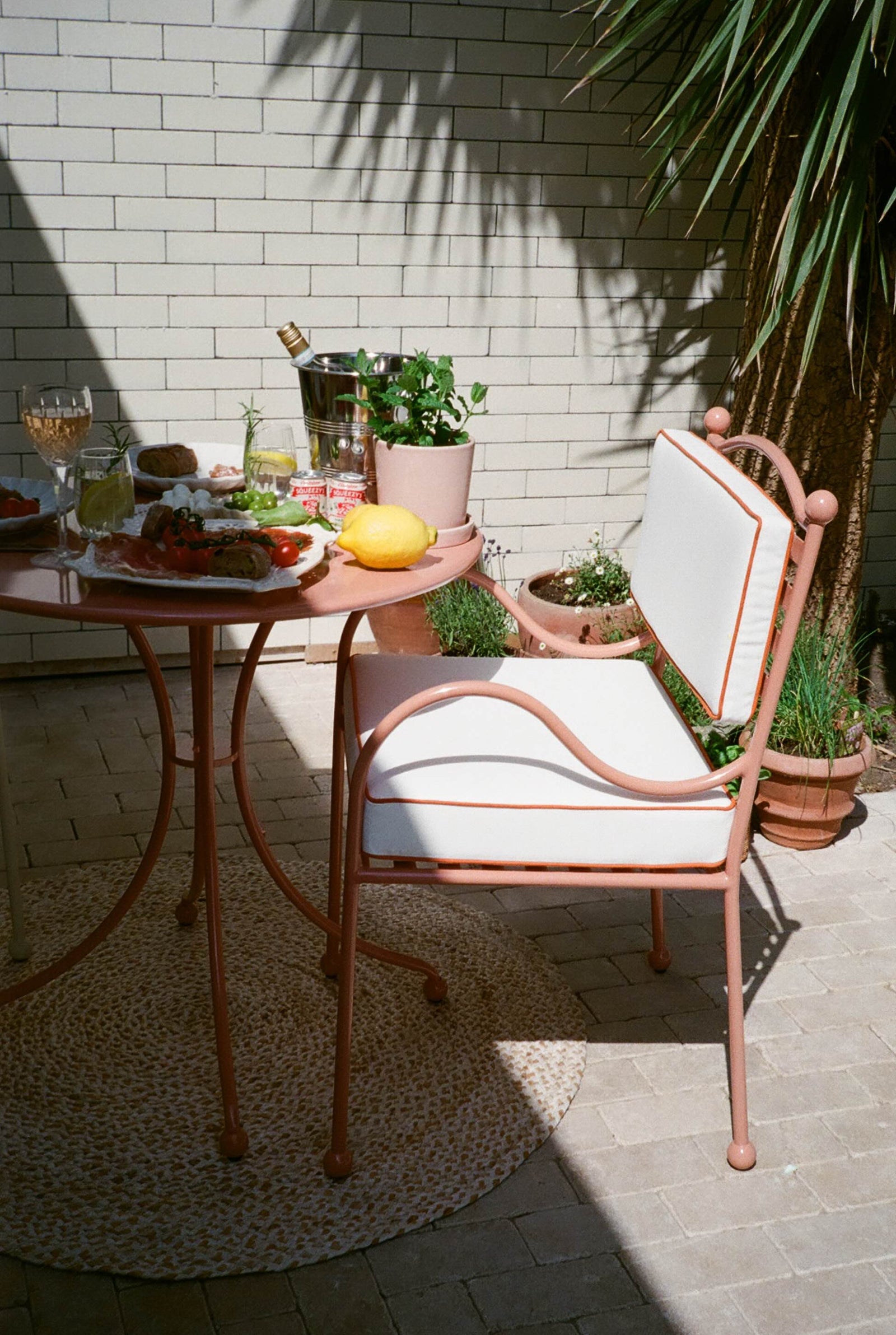 Panarea Armchair in Spritz, Red & White Upholstery