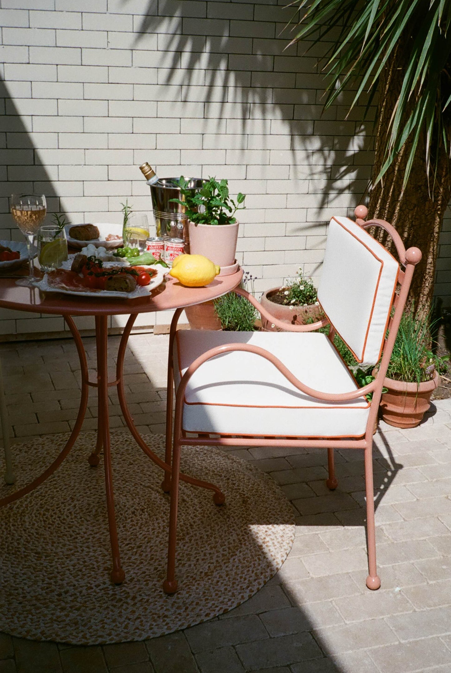 Panarea Armchair in Spritz, Orange & White Upholstery