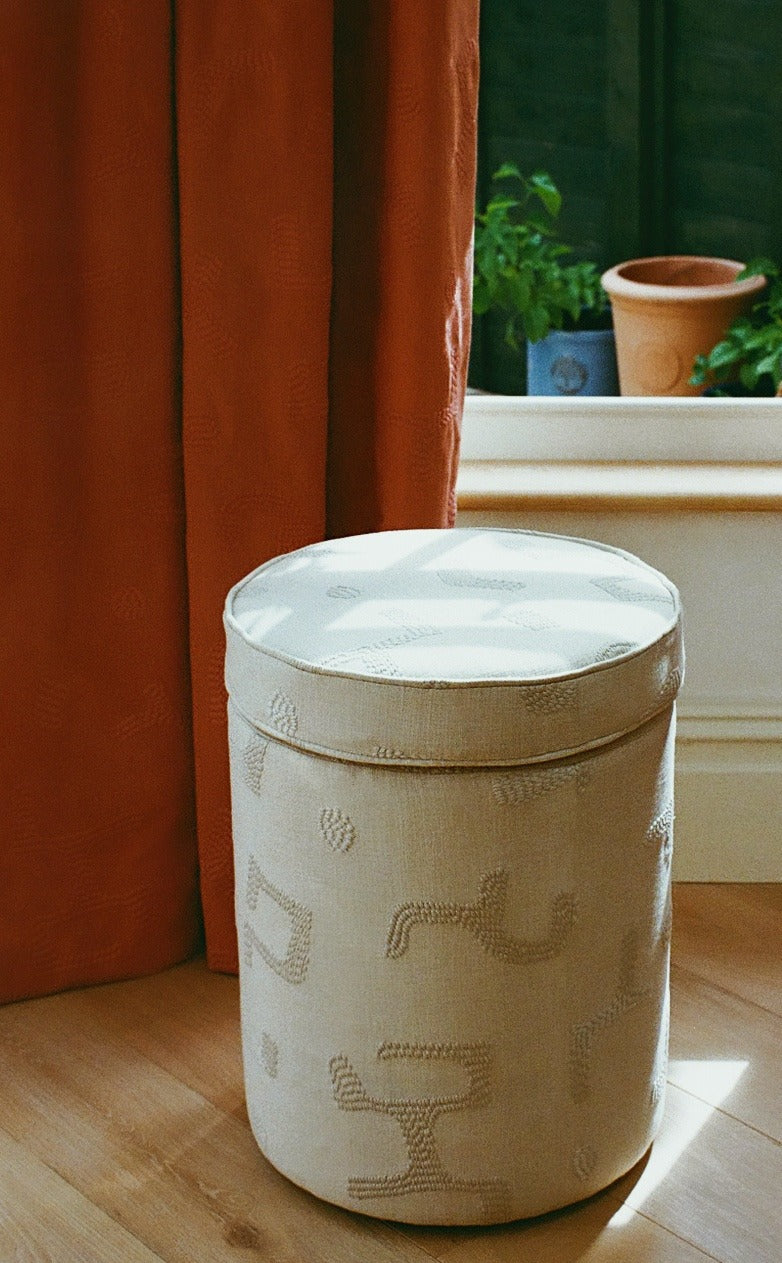 Aurora Footstool, Raphia, Tobacco