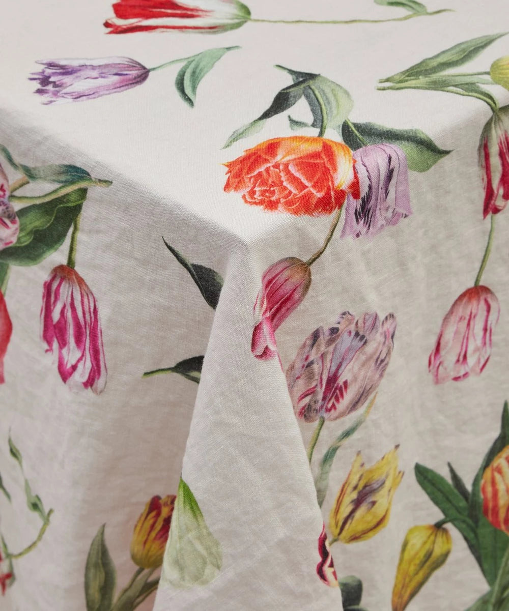 The Tulips Linen Tablecloth - Blush