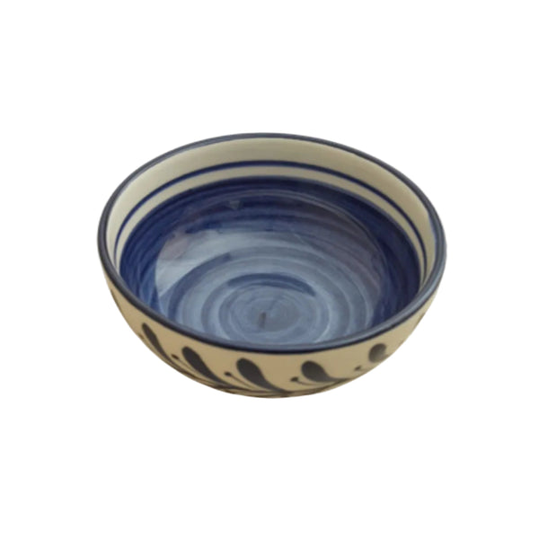 Helecho Soup Bowl in Deep Blue — hand-painted fern wreath ceramic, Carmen del Viboral, Colombia