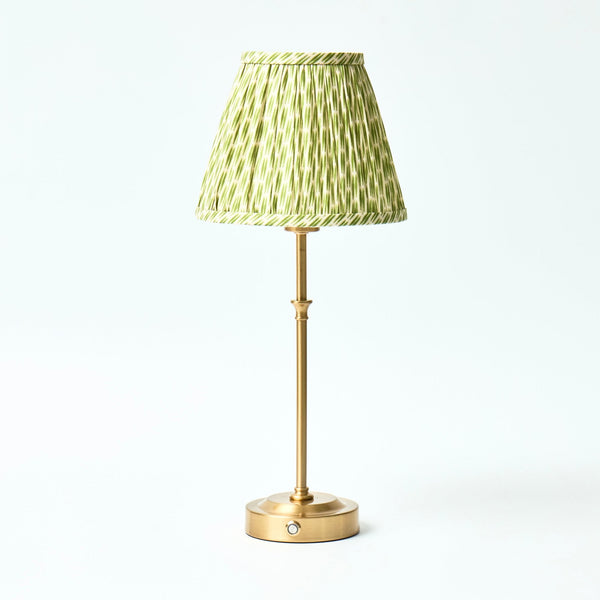 Lyla Rechargeable Table Lamp With Green Patola Lampshade