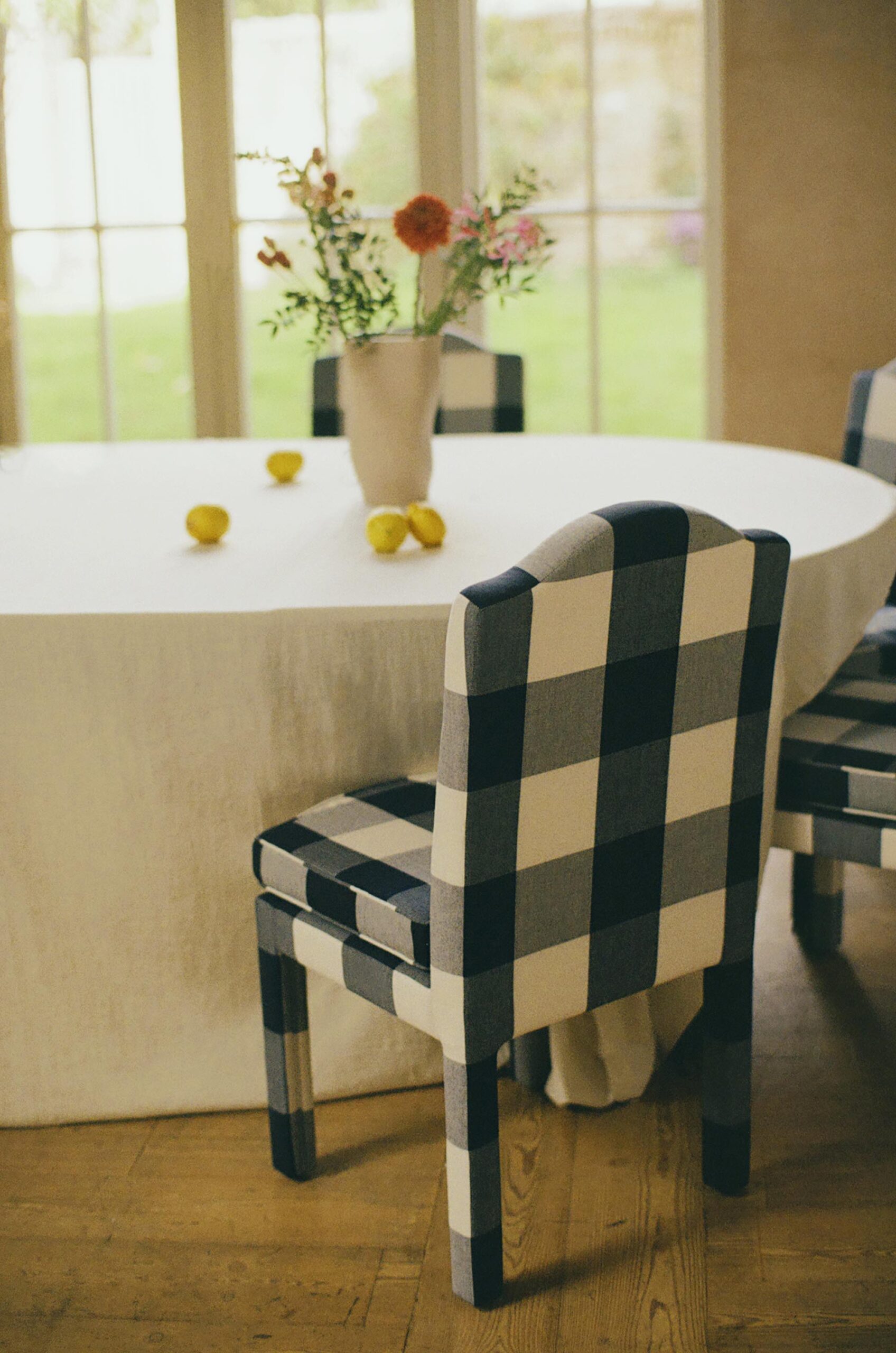 Pair of Leo Dining Chairs, Olive Linen