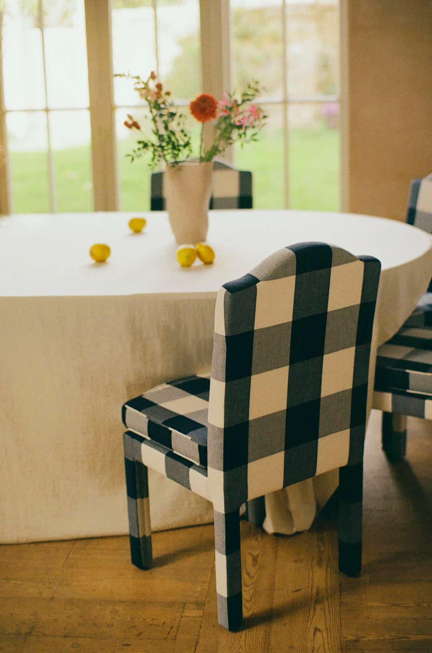 Pair of Leo Dining Chairs, Olive Linen