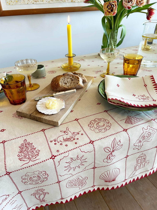 Redwork Tablecloth Red