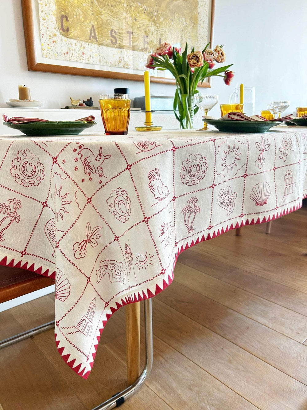 Redwork Tablecloth Red