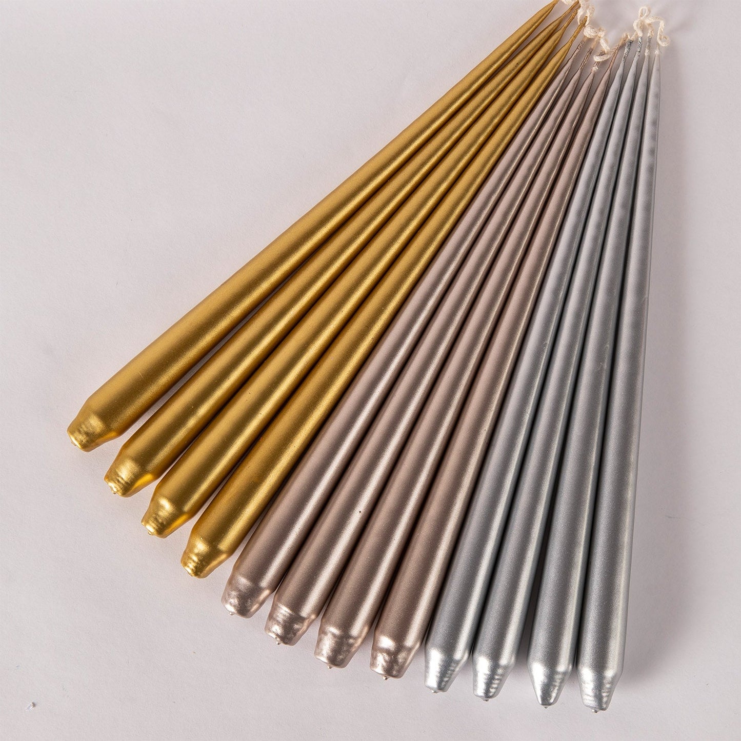 Set of Four Tapered Candles - Silver