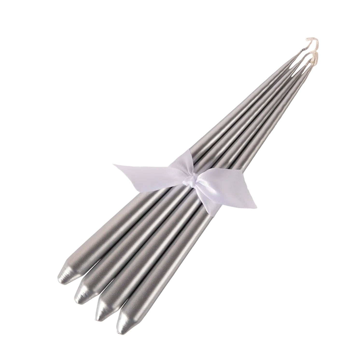 Set of Four Tapered Candles - Silver