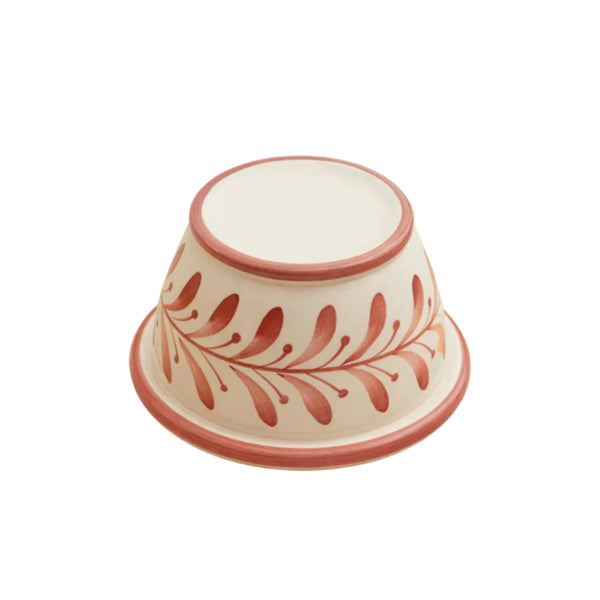 Helecho French Butter Dish in Vintage Rose — hand-painted fern wreath ceramic, Carmen del Viboral, Colombia