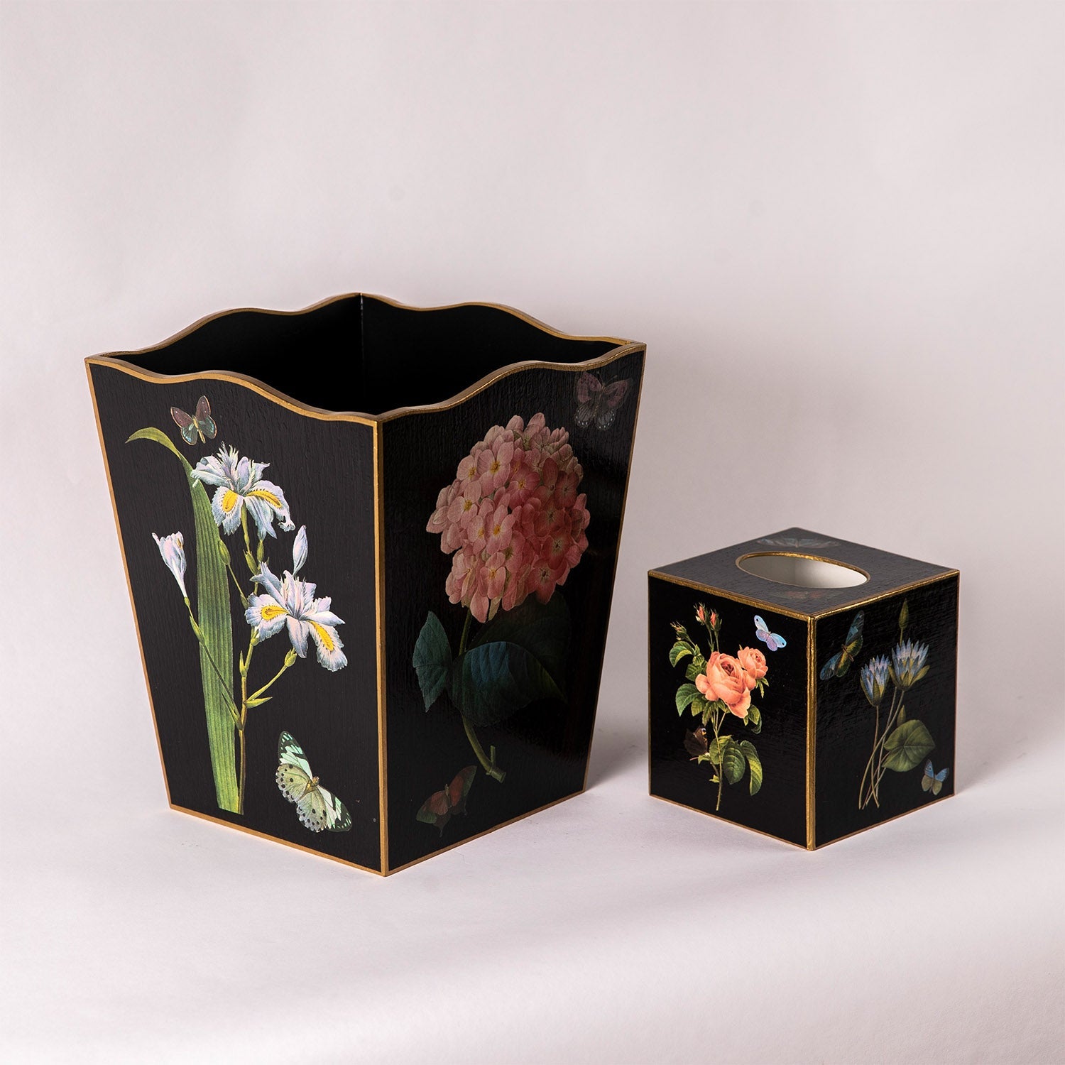 Pink Roses, Hydrangea & Blue Irises Wastepaper Basket