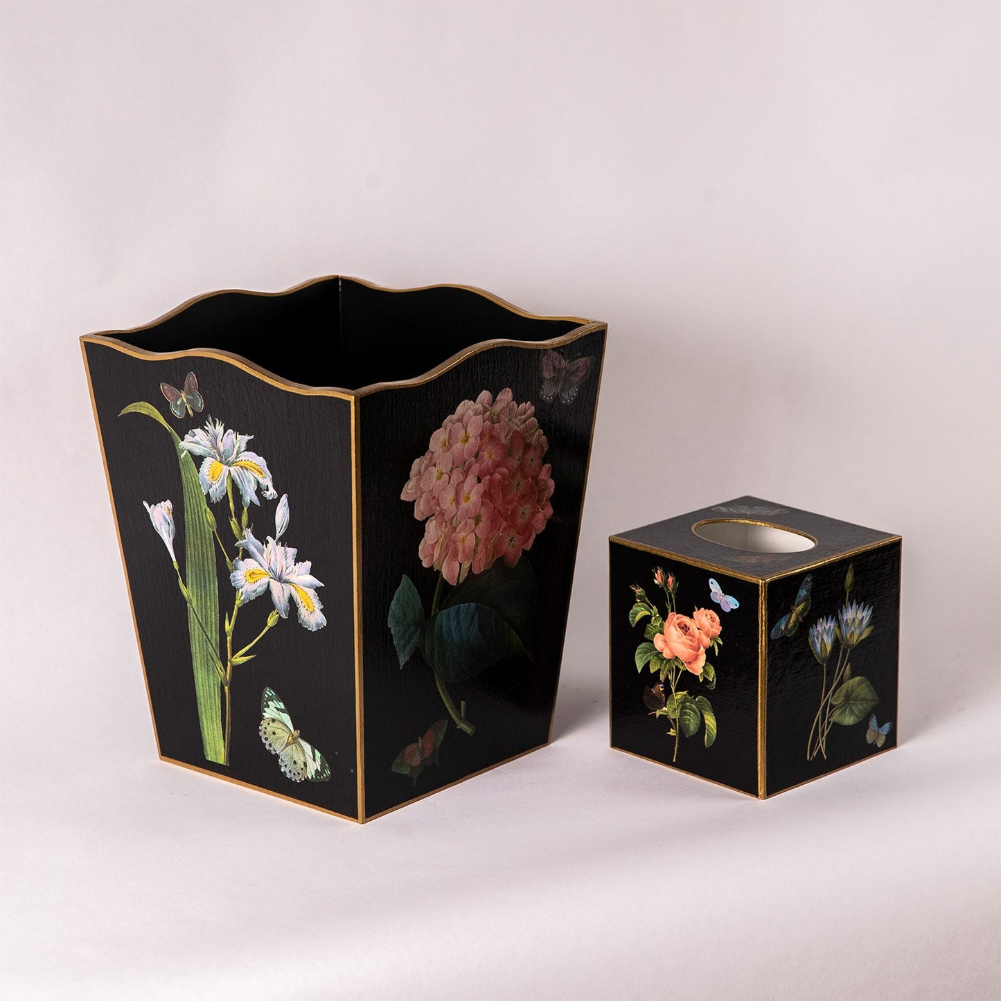 Pink Roses, Hydrangea & Blue Irises Wastepaper Basket
